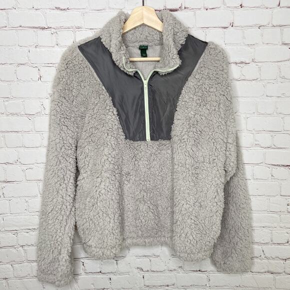 Wild Fable Grey Quarter Zip Pullover Sherpa Jacket Womens Medium - Picture 5 of 9